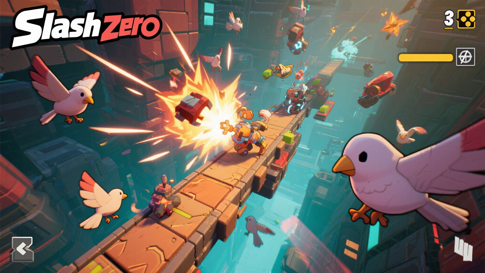 《SlashZero》是一款融合了3D视觉表现与横板动作机制的肉鸽类游戏。区别于
