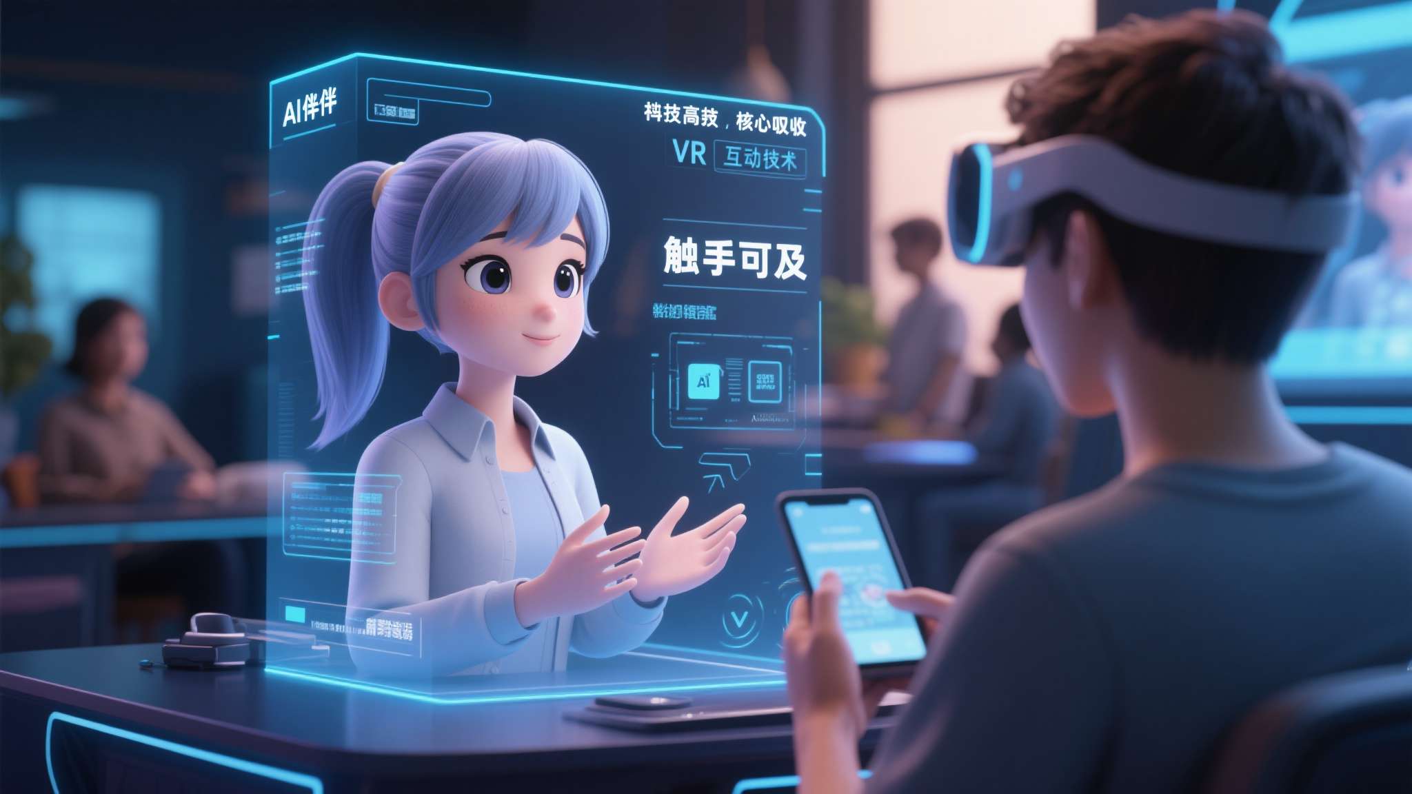 技术进步是核心推手。 AI伴侣应用、VR互动技术、全息投影等新兴科技，让虚拟角色
